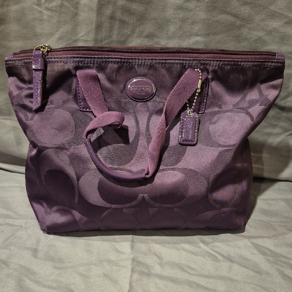 Coach Purple Signature Tote Bag